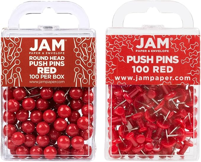JAM PAPER Colorful Push Pins