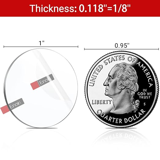 Enoin 30 Pack 1 Inch Round Clear Acrylic Sheets Plexiglass Sheet 1/8 Inch Thick