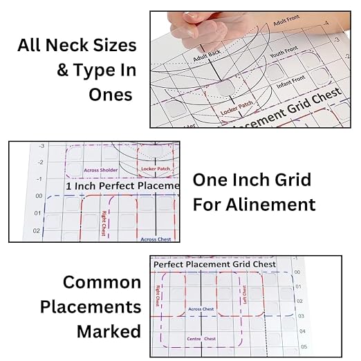 T-Shirt Ruler Guide, Chest Placement Heat Press Alignment | Australian Designed