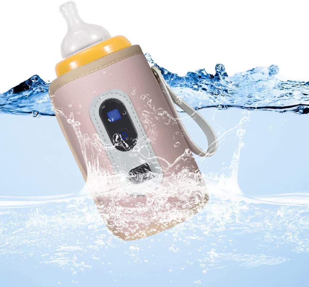 USB Milk Warmer Bag, Portable Bottle Warmer for Travel, 5-Speeds Temperature Adjustment Drink Warm Milk Bottle Insulation Cover with USB Cable