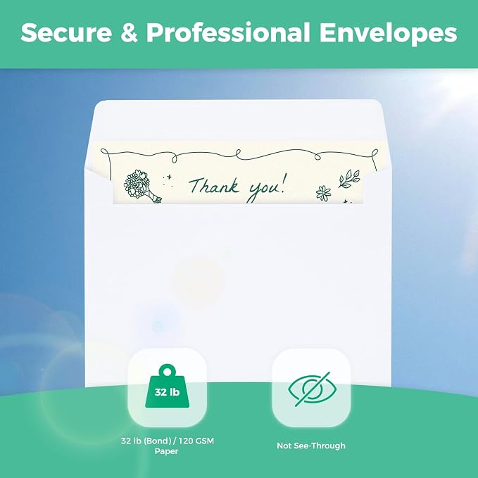 Ohuhu 4x6 Blank White Cards and Self-Seal Envelopes 100 Pack
