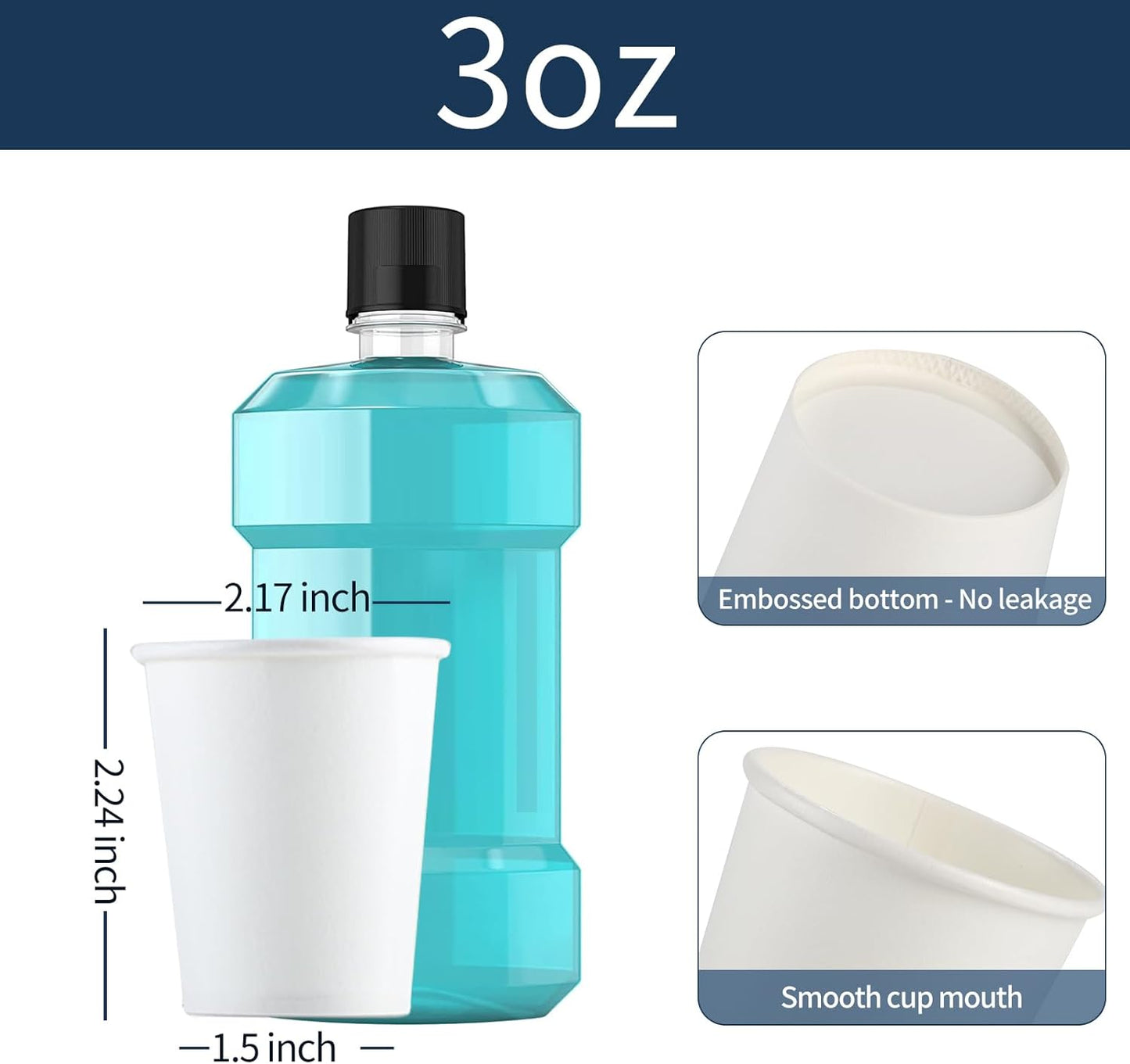 [100 Count - 3 oz] Small Paper Cups, Mouthwash Cups Bathroom Cups Mini Cups Small Disposable Cups
