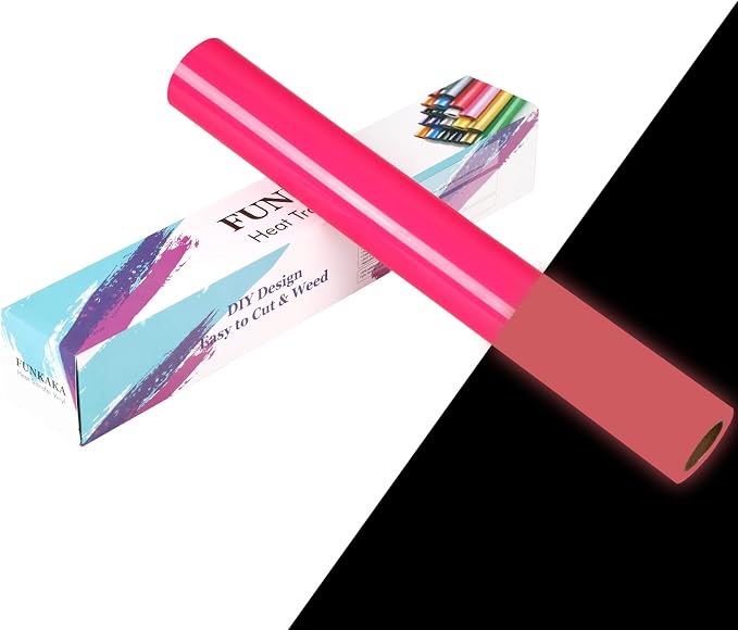FUNKAKA Glow in The Dark Heat Transfer Vinyl Roll, Glow in The Dark HTV Vinyl