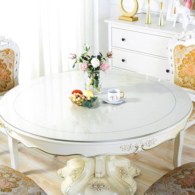 Wadrac Thiken Clear Plastic Table Protector Cover Mat Wipeable Vinyl PVC Circle