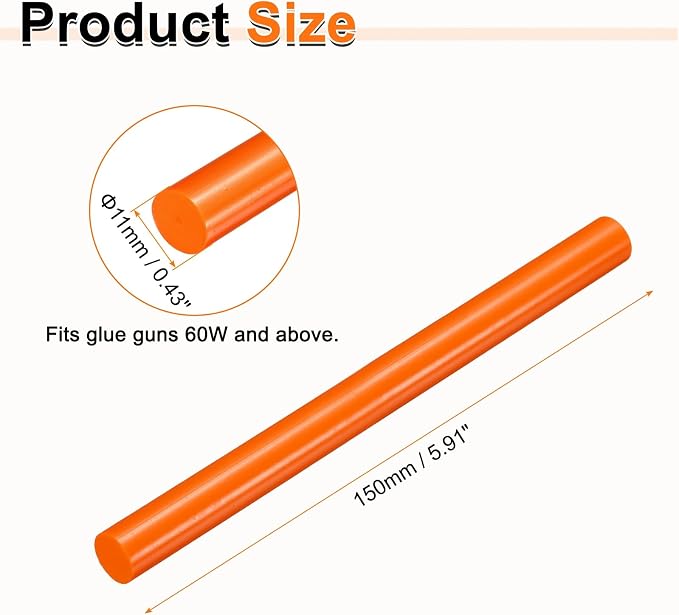 HARFINGTON 10pcs Hot Glue Sticks 0.43" Dia x 5.91" Long EVA Mini Hot Melt