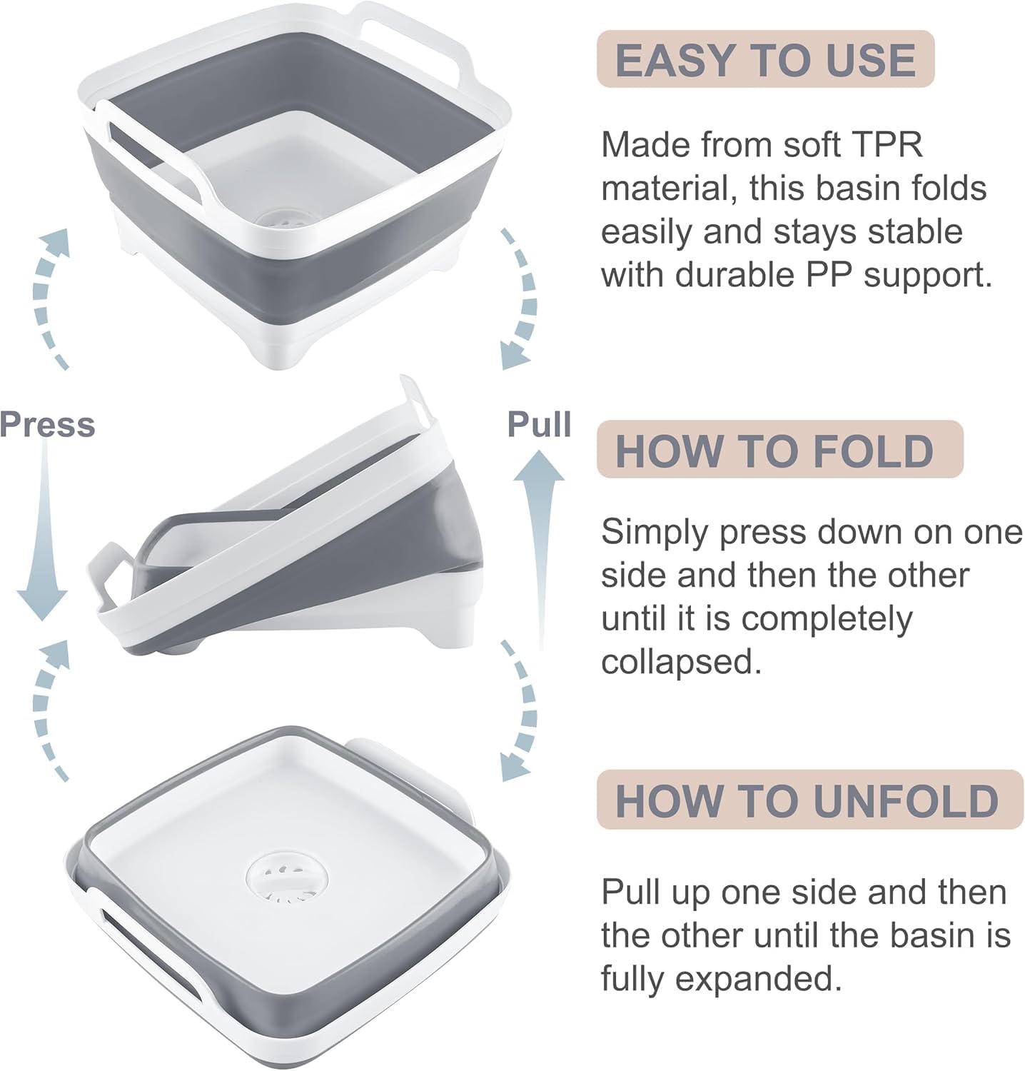 Collapsible Wash Basin For Baby Bottles,Outdoor Multiuse Foldable Sink Tub, Dishpan, Outdoor Camping Sink,Vegetable Washing Basin,Beverage Tubs,RV