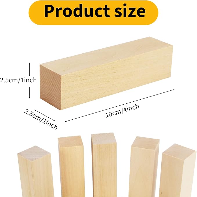 10 Pack Basswood Carving Blocks, Unfinished Wood Whittling Blocks