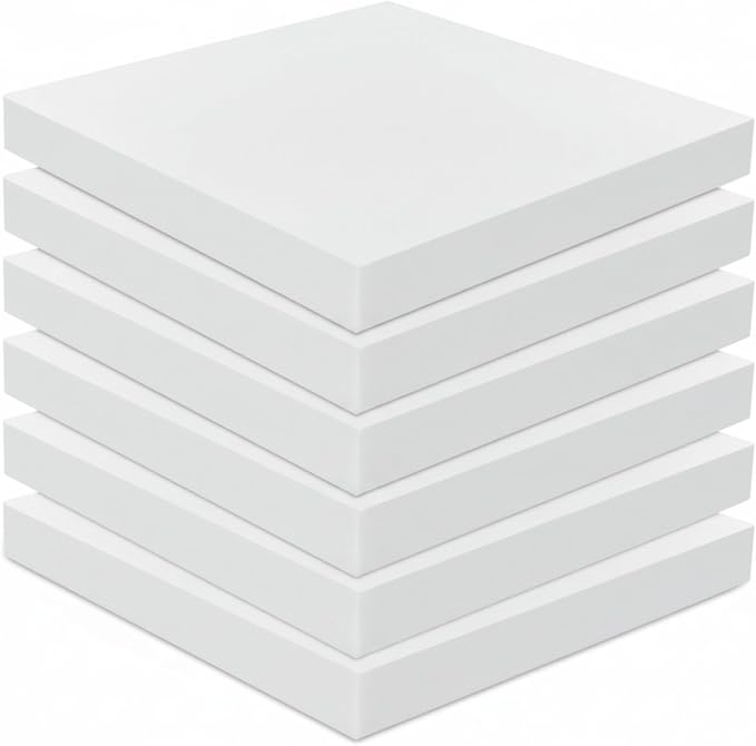 Frienda 6 Pack 3" X 22" X 22" Upholstery High Density Foam Cushion White