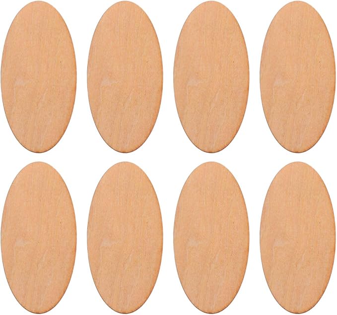 EXCEART Unfinished Wooden Oval Slices 40 Pieces 2.36X1.18 Inches Smooth