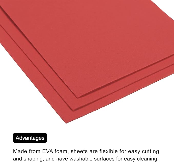 MECCANIXITY EVA Foam Sheets Red 7.6 Inch x 5.9 Inch 2mm Thickness