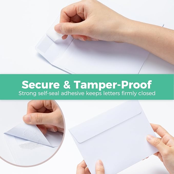 Ohuhu 4x6 Blank White Cards and Self-Seal Envelopes 100 Pack