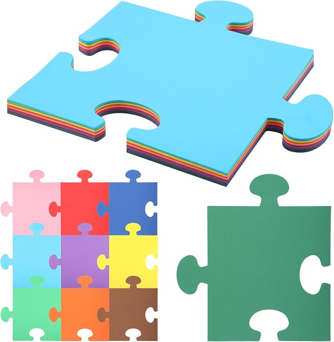 Glenmal 100 Pcs Large Blank Puzzle Pieces Oversize Blank Papers Puzzle Pieces