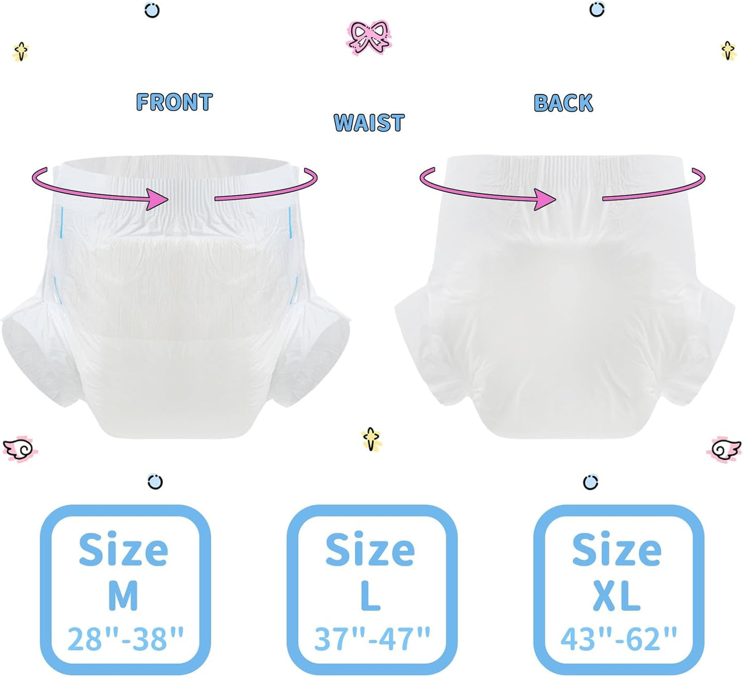 CutiePlusU Disposable Adult Diaper Heavy Absorption Dry Surface Adult Diapers All Night- White 10 Pieces