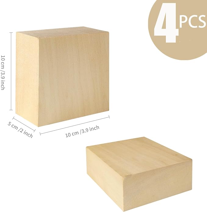 4 Pack Unfinished Basswood Blocks