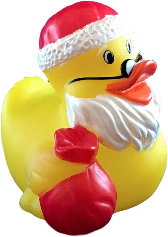 3" Christmas Santa Claus Rubber Duck [Sealed Hole, Floats Upright] - Baby Safe Bathtub Bathing Toy