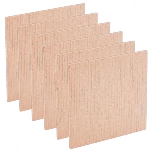 OLYCRAFT 6Pcs 4x4 Inch Balsa Wood Sheets 2.5mm Thickness Unfinished Beech Wood