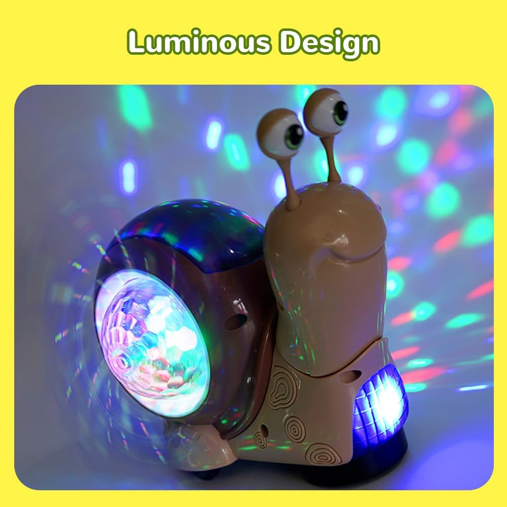 Glowing and Music Playing Crawling Snail, 2026 New Auto Moving Interactive Snail for Pet Play Dancing Musical (Green)