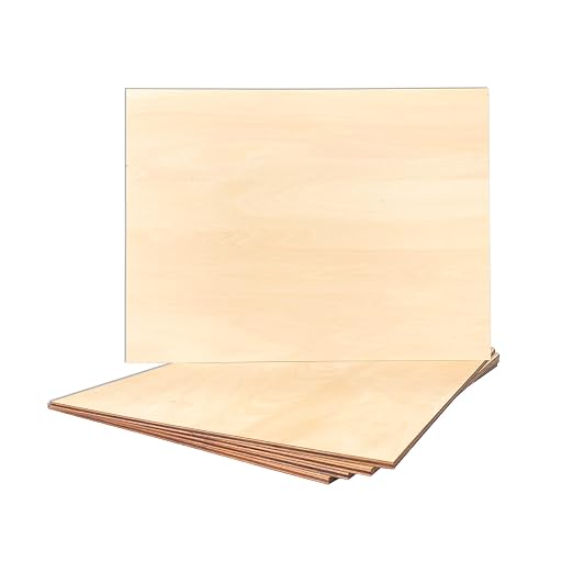 5 Pack Unfinished Basswood Sheet 12x16x3/16 Inch Thick Plywood Board Wooden