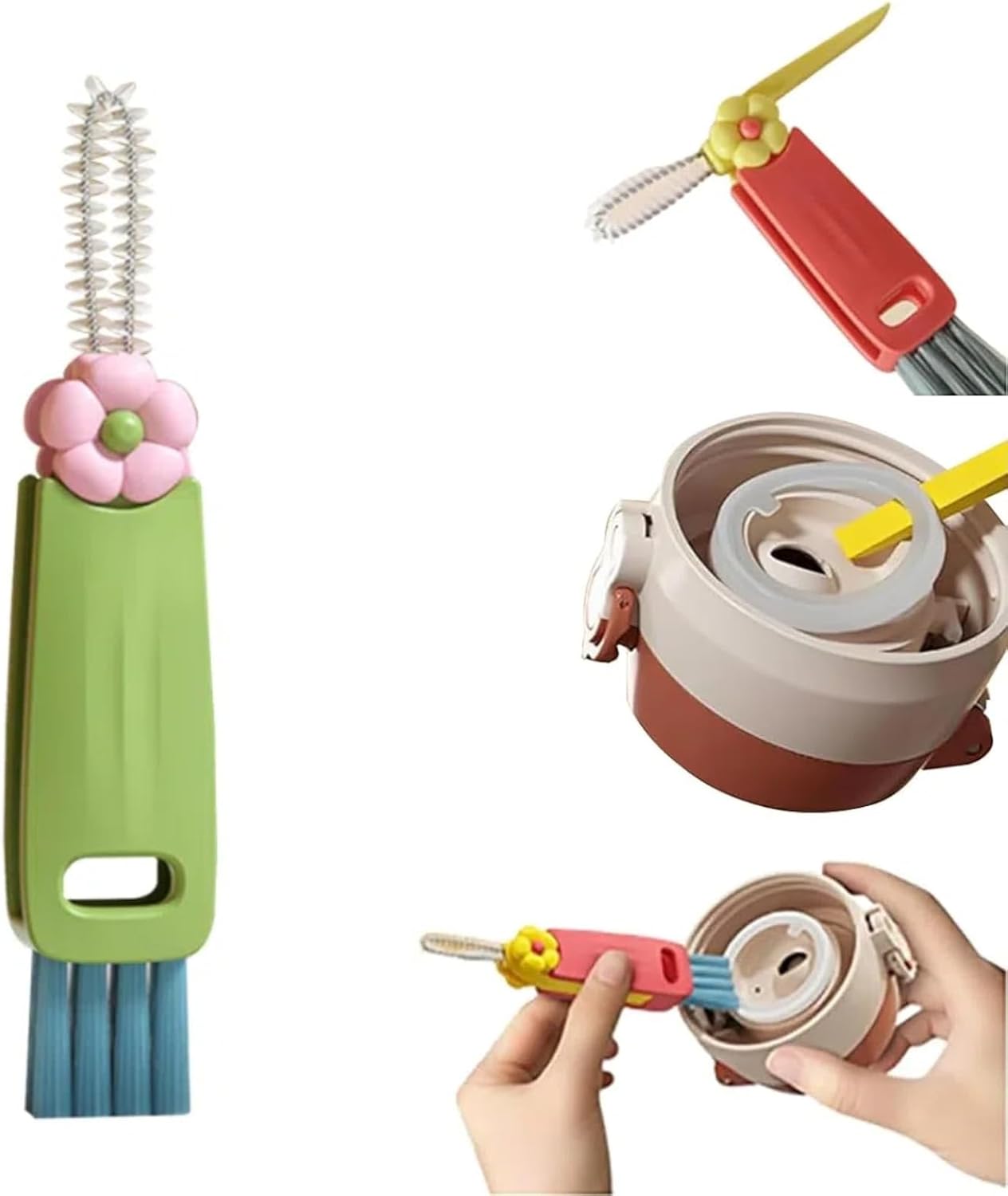 Upgraded 3 in 1 Cup Lid Cleaning Brush, 2025 New Multifunctional Lid Cleaner Brush, Bottle Cleaner Brush for Coffee Cups Lid Gap, Home Kitchen Crevice Cleaning Brush Tools