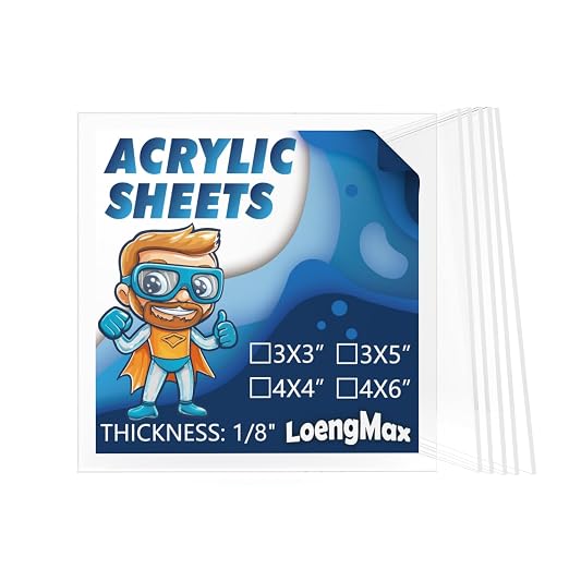1/8" Thick Clear Acrylic Sheet 3" x 3"