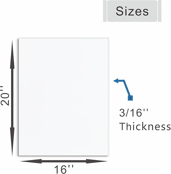 Foam Board 16 x 20 in, ZXUNLIEH 12 Pack White Poster Board, 3/16 in Thick |