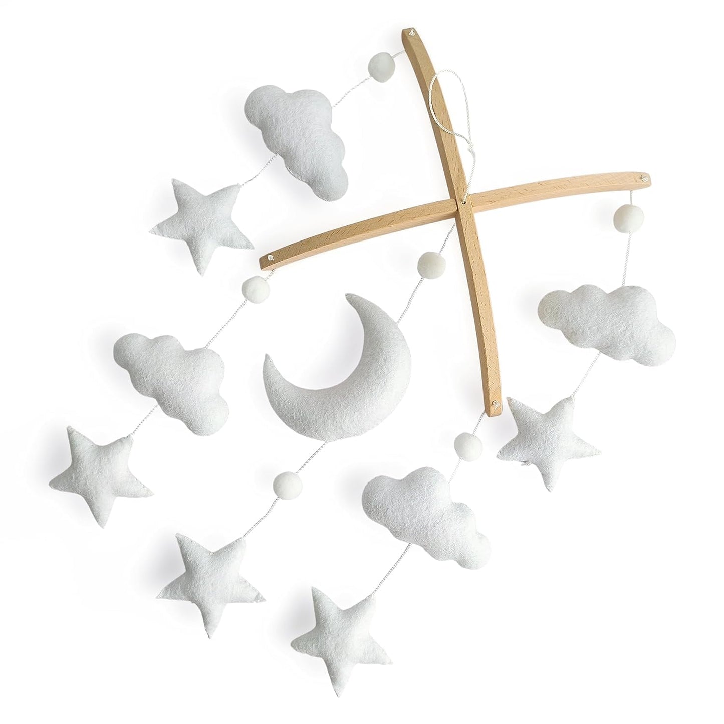 Sorrel + Fern Baby Crib Mobile (Moon, Cloud, & Stars) - Baby Shower Gift Nursery Decor Ceiling Mobile for Boys & Girls (Foldable)