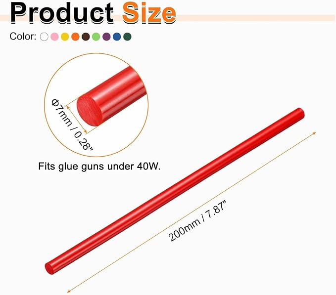 HARFINGTON 10pcs Hot Glue Sticks 0.28" Dia x 7.87" Long EVA Mini Hot Melt