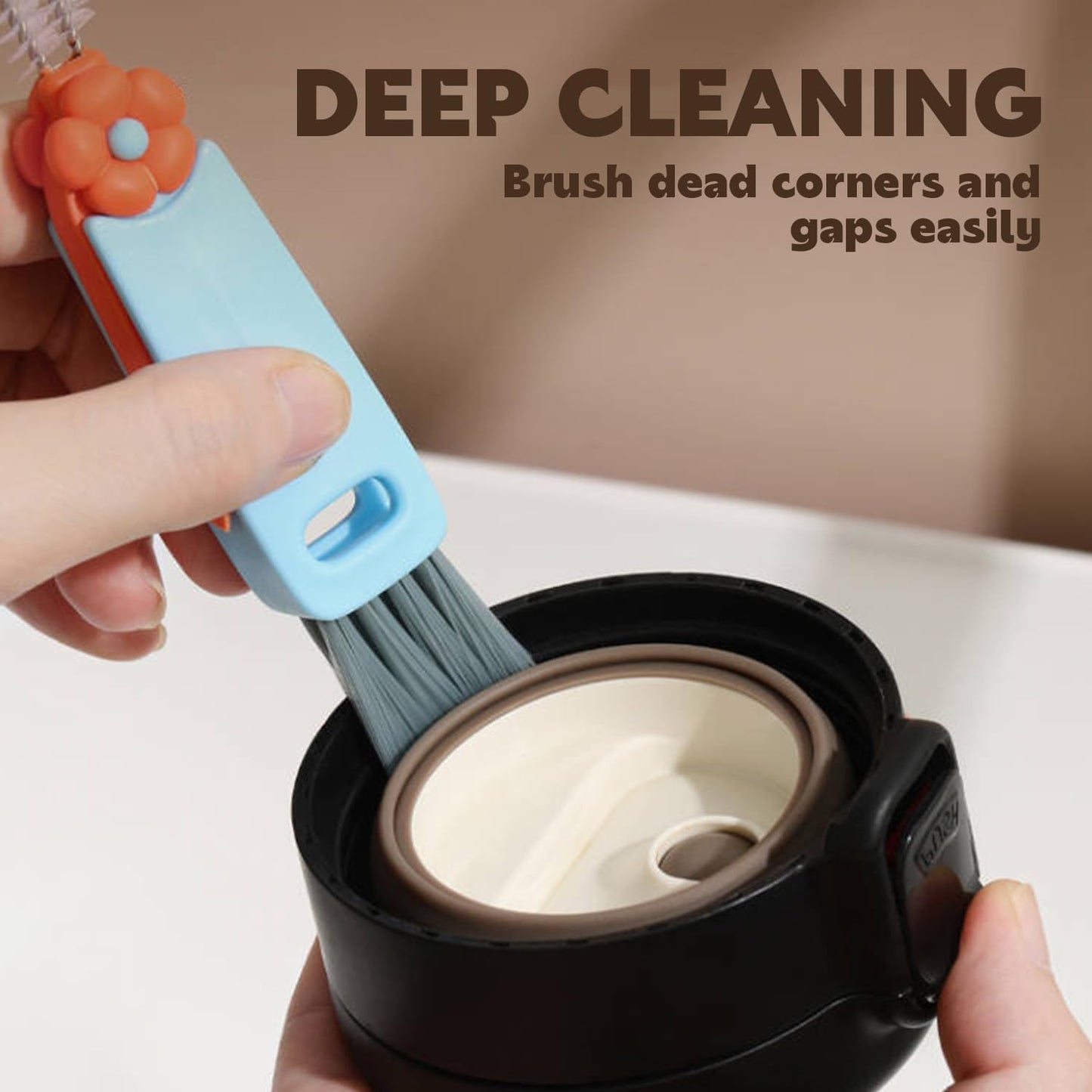 3 in 1 Multifunctional Cleaning Brush, Crevice Cleaner for Bottle Gap Tight Spaces, Portable Cup Lid Cleaner (6 PCS)