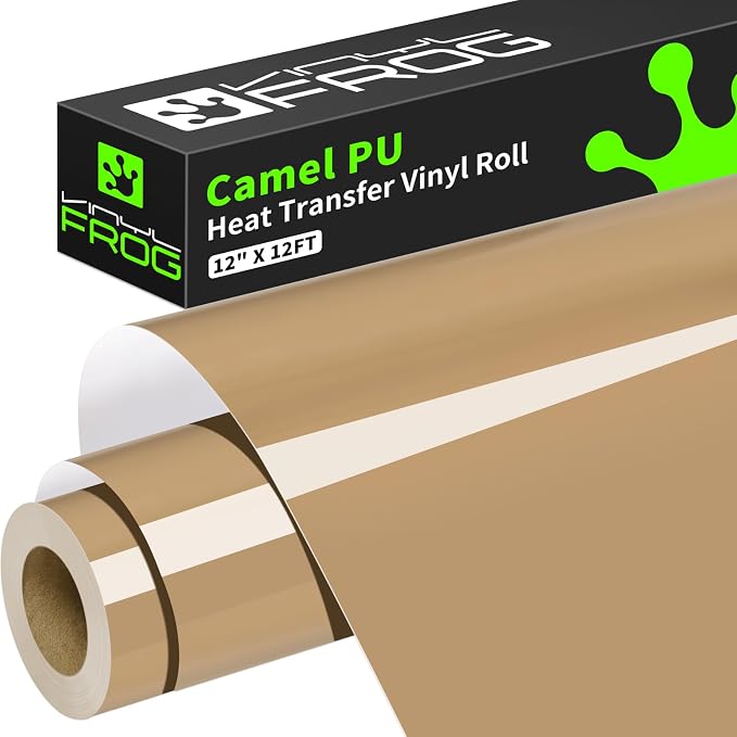 VINYL FROG Camel Heat Transfer Vinyl Roll 12" x12ft Matte HTV Vinyl | Tan Iron