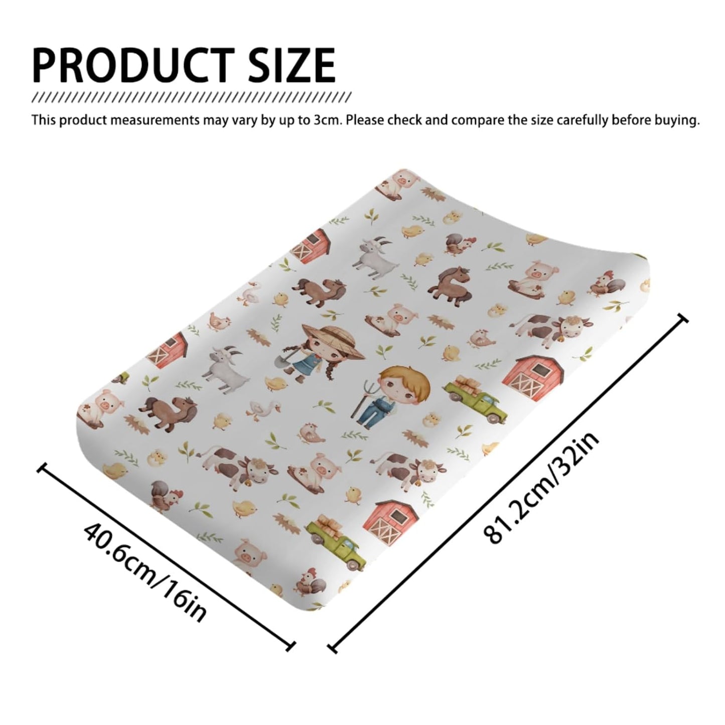 Baby Farm Life Changing Pad Covers for Boy Girl 32''x16'' Farm Animals Pig Goat Horse Cow Chick Rooster Duck Leaves Barn Truck Unisex Fitted Diaper Changing Pad Mats Soft Cradle & Bassinet Sheets