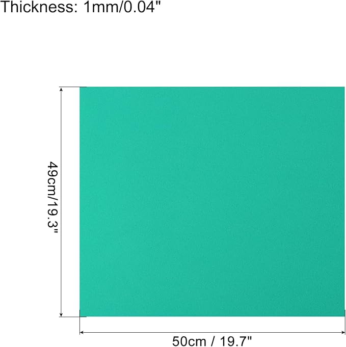 MECCANIXITY EVA Foam Sheets Teal 19.7 Inch x 19.3 Inch 1mm Thick Crafts Foam