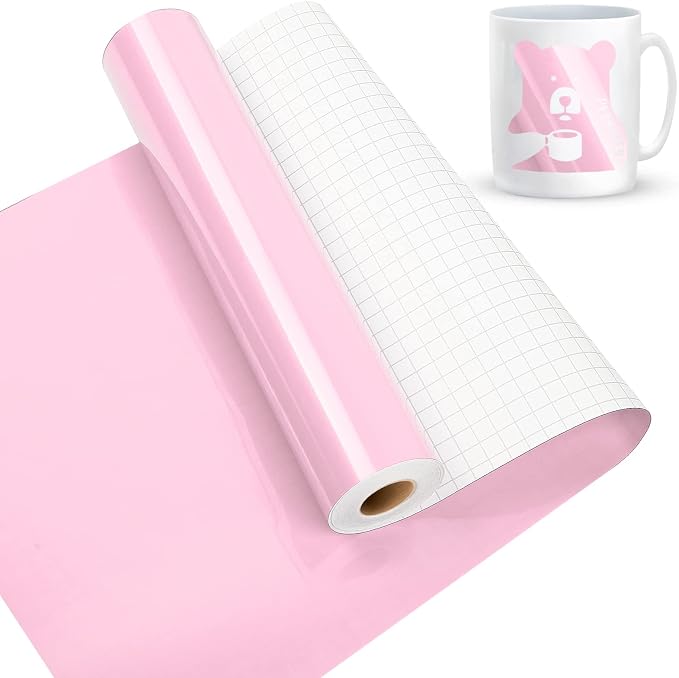 Glossy Pink Permanent Vinyl, Lya Vinyl Glossy Pink 12" x 50Ft Permanent