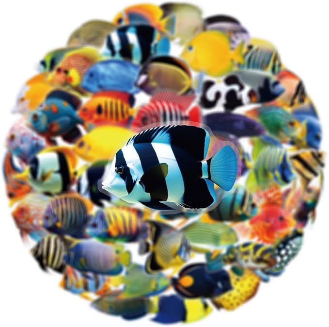 50PCS Clear Tropical Marine Life Ocean Stickers PET Fish Aesthetic Sticker