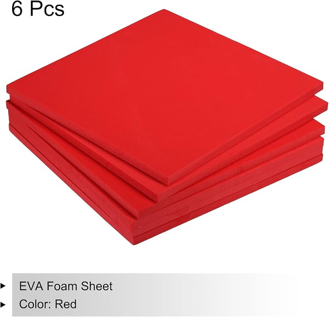 MECCANIXITY EVA Foam Sheets Red 9.8 Inch x 9.8 Inch 10mm Thick Crafts Foam