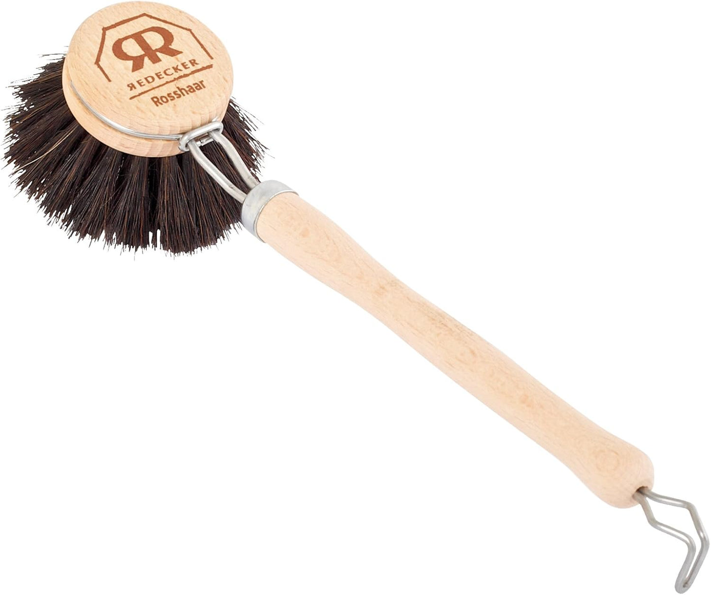 REDECKER German-Made Horse Hair Dish Brush, Soft All-Purpose Scrubber for Kitchen & Household with Strong Horse Hair Bristles, 2 inch Replaceable Brush Head, Set of 2, 9-inches Long