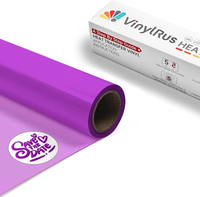VinylRus Puff Vinyl Heat Transfer -12” x 6ft Purple Puffy 3D Iron on Vinyl
