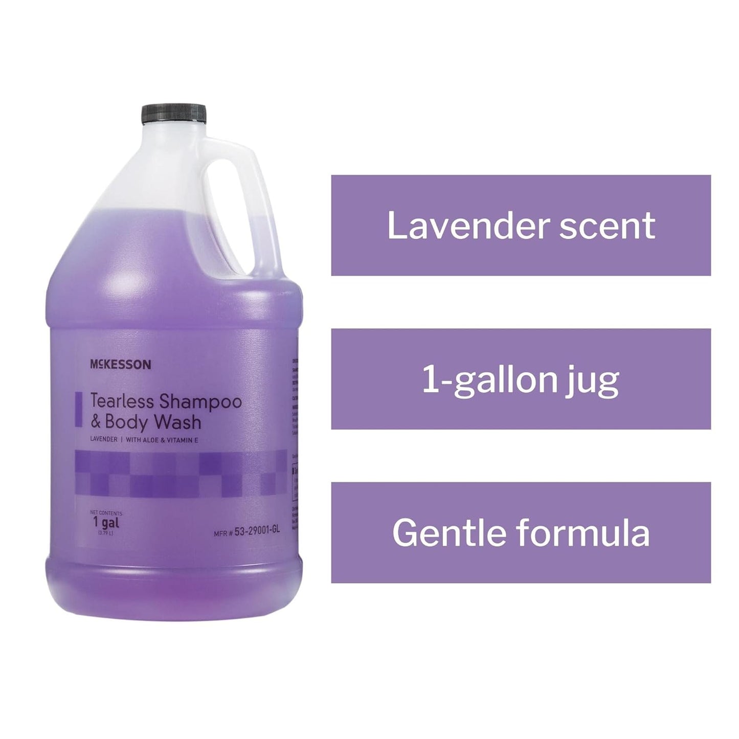 McKesson Shampoo and Body Wash with Aloe & Vitamin E, 1 Gallon [Pack of 4] Bulk, Refill, Tearless, Lavender
