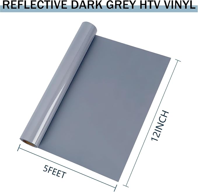 HTVVETUR Reflective Heat Transfer Vinyl Roll 12 Inch by 5 Feet Iron on DIY