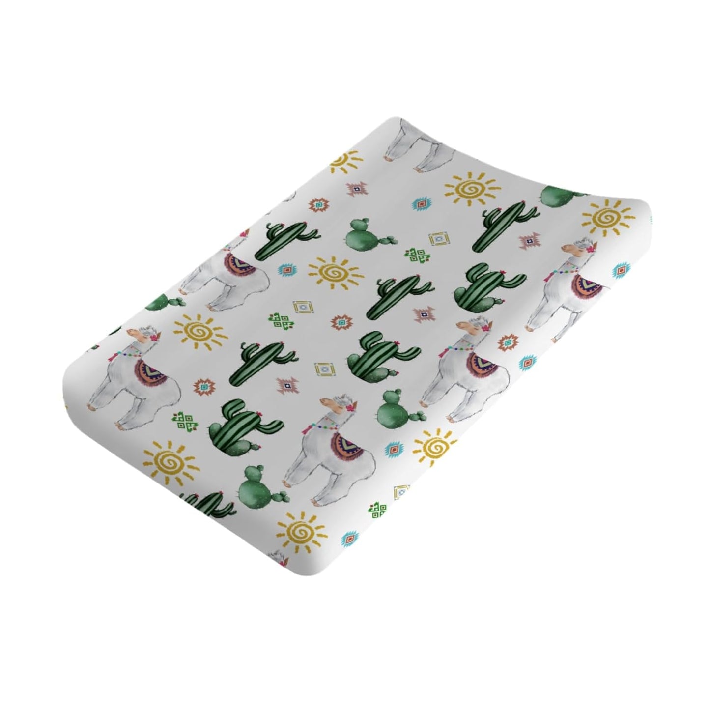 Changing Pad Covers Cartoon Llama Sun Cactus Diaper Changing Pad Cover Sheets for Boys Girls Ultra Soft Breathable Stretch Fitted Change Table Pad Covers 32''x16''