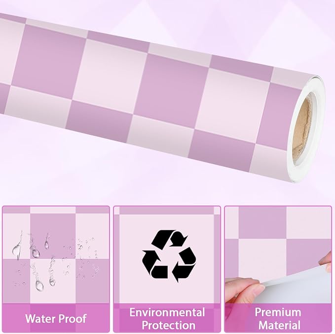 Purple Checked Bulletin Board Paper Roll Retro Pastel Purple Bulletin Board