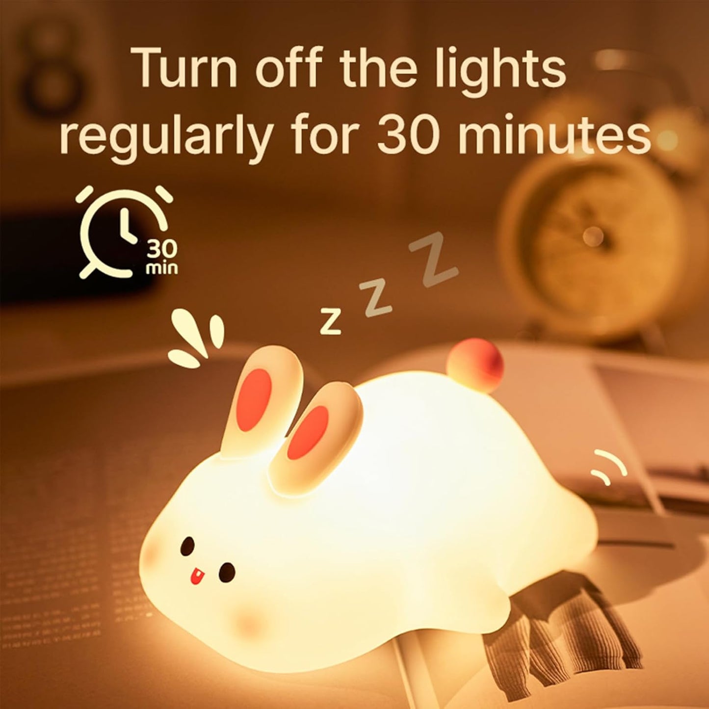 Cute Silicone Rabbit Night Light, Dimmable Light up Bunny, Cute Silicone Baby lamp, Rechargeable Bunny Light for Kids Room Decor, Squishy lamp for Nursery Breastfeeding Bedroom Living Room