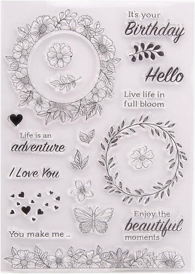 Flower Wreath Lace Clear Stamps Silicone Stamp Cards