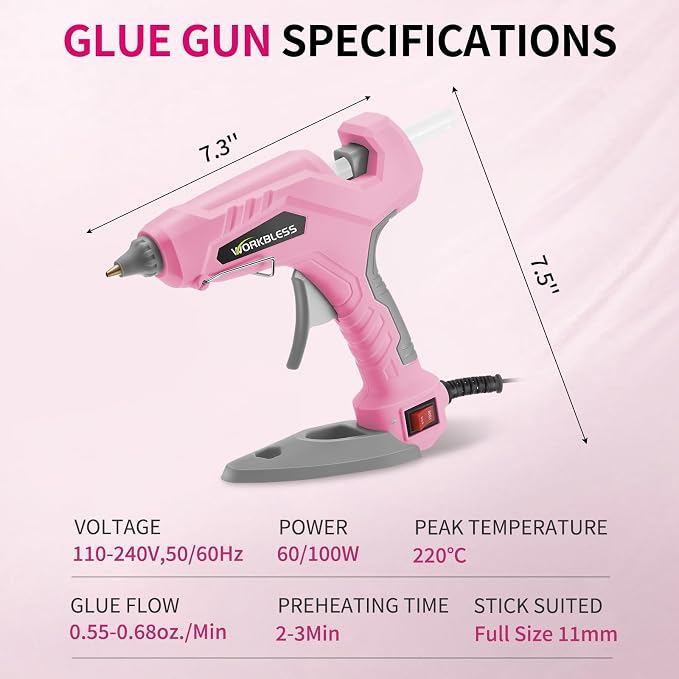 Full Size Hot Glue Gun 60W/100W Dual Power W/ 20PCS Sticks, Home Repair