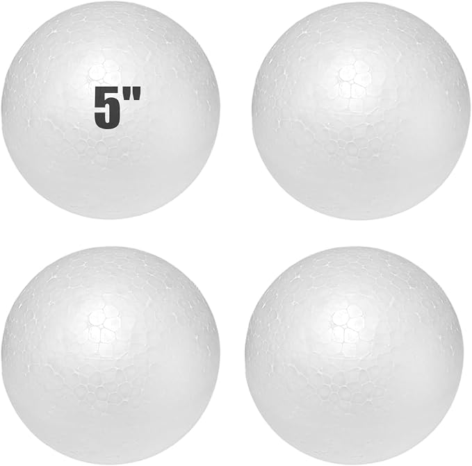 Styrofoam Balls 5 Inch, DIY for Home and School, Smooth Solid Round for Arts