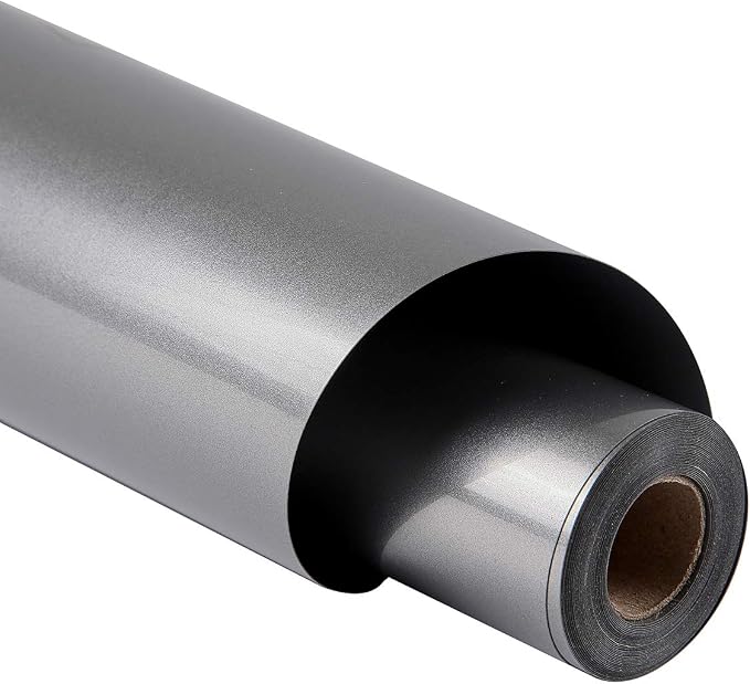 guangyintong Reflective Dark Grey Heat Transfer Vinyl HTV Rolls, Dark Grey HTV