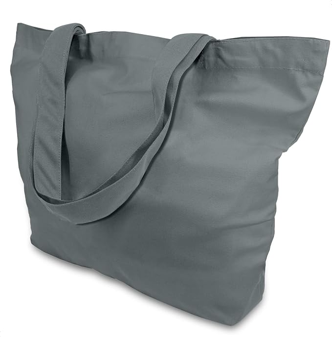 TOPDesign 3-Pack Super Strong Large 12oz Cotton Canvas Tote Bags, Reusable