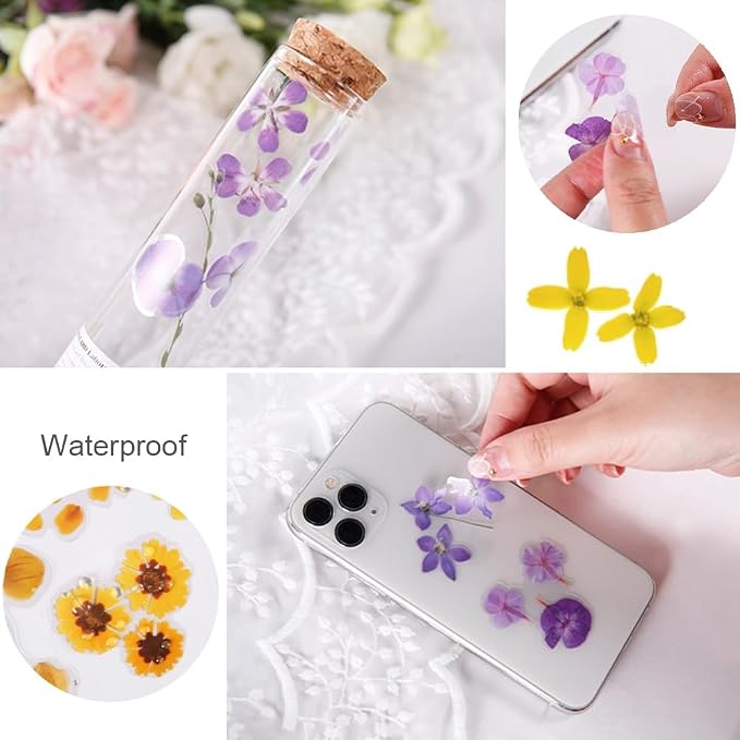 160 Pcs Transparent Flower Stickers