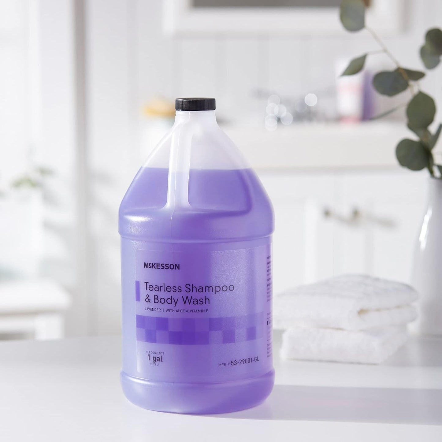 McKesson Shampoo and Body Wash with Aloe & Vitamin E, 1 Gallon [Pack of 4] Bulk, Refill, Tearless, Lavender