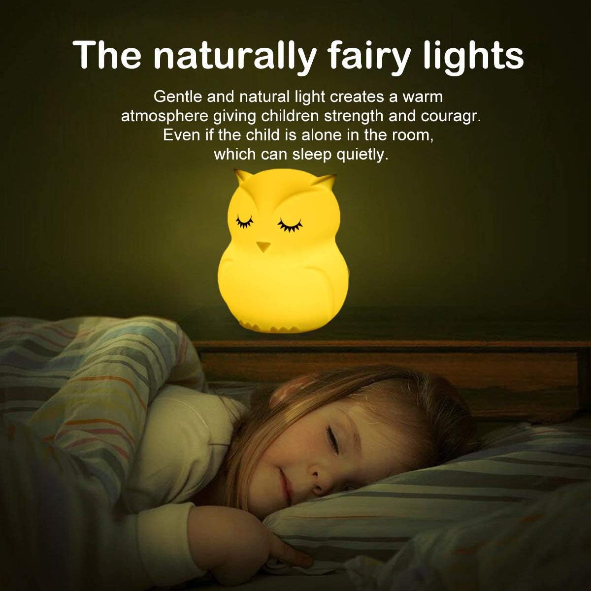 Large Owl Night Lights for Kids LED Nursery Lamp Children's Room Moon Bedside Lamp, Changeable Brightness & Color Child Table Night-Light, Lighting for Travel and Camping Child Gift - Large