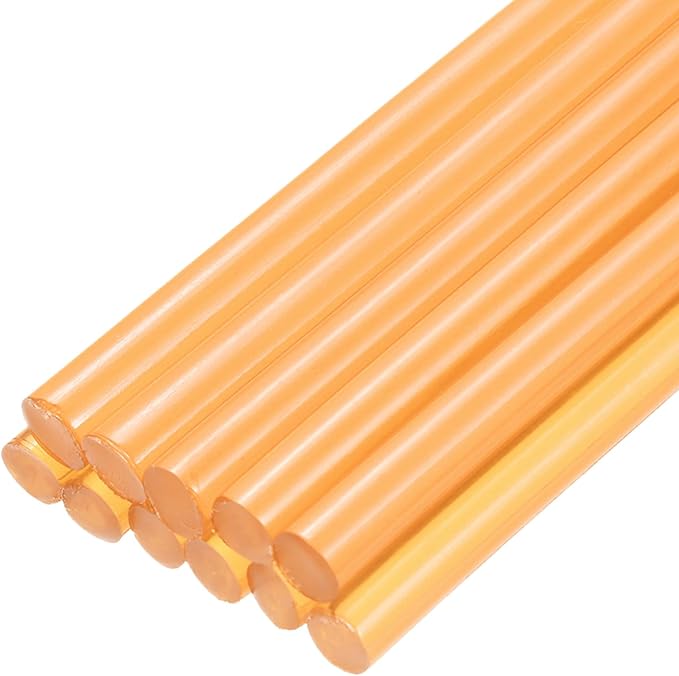 uxcell Mini Hot Glue Sticks for Glue Gun 7mm x 100mm Transparent Orange 12pcs